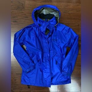 Montbell Women’s Light Rain Jacket Hiking Outdoors Small Gorpcore Blue Black